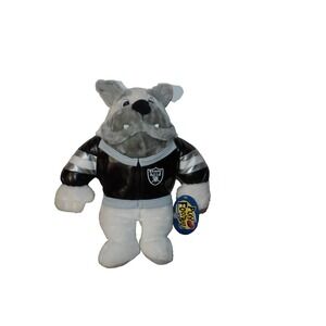 Vintage 1998 Play Football Oakland Raiders NFL 11" Stuffed Bulldog Plush  w/ Tag